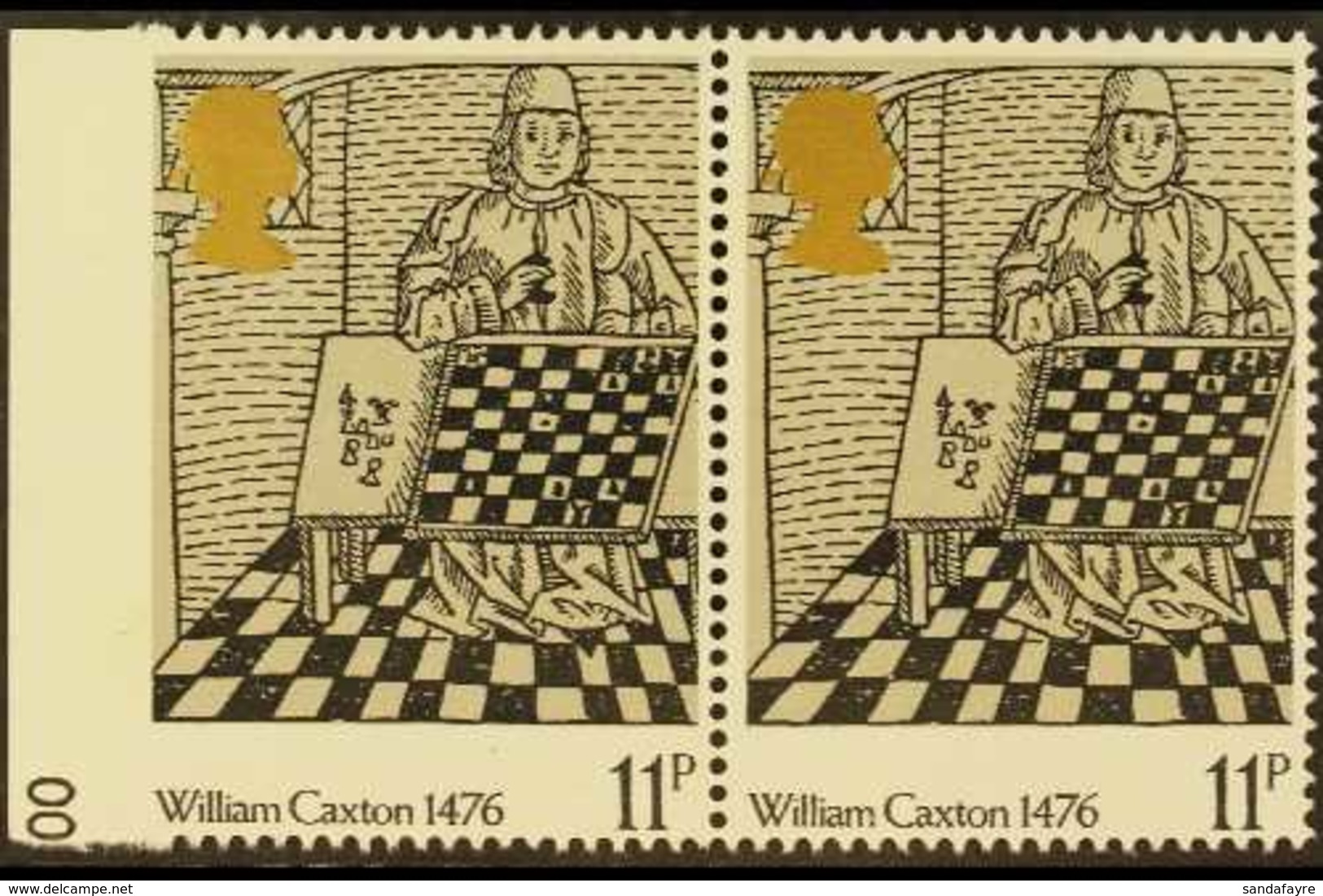 1976 11p British Printing (William Caxton) Pair, The Left- Hand Stamp IMPERF BETWEEN STAMP AND SHEET MARGIN. Very Fine N - Sonstige & Ohne Zuordnung