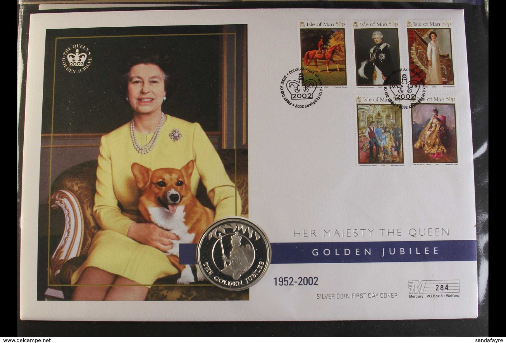 2002 QUEENS GOLDEN JUBILEE COIN COVER COLLECTION An ALL DIFFERENT Collection Presented In An Album. Each Cover Bearing V - FDC