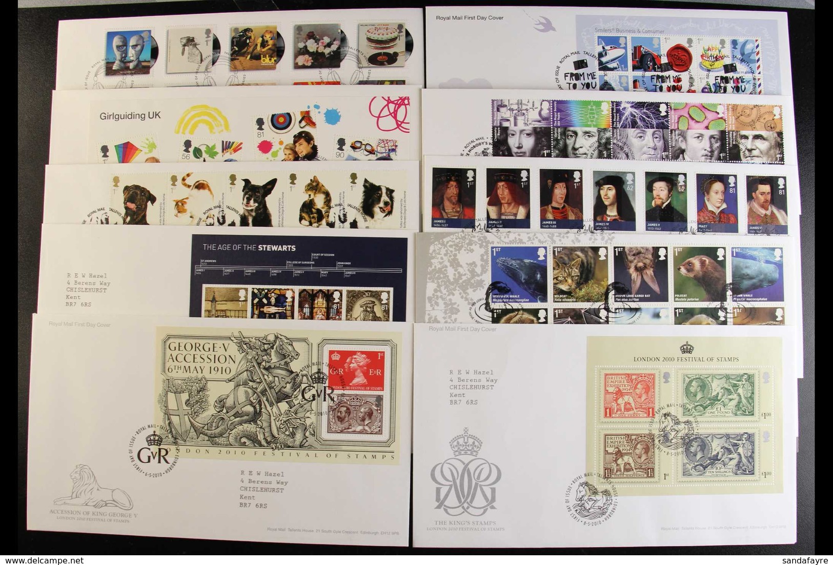 2010 COMPLETE YEAR SET For All Commemorative Sets And Miniature Sheets (no "Post & Go") On Illustrated FDC's, Tied By Bu - FDC