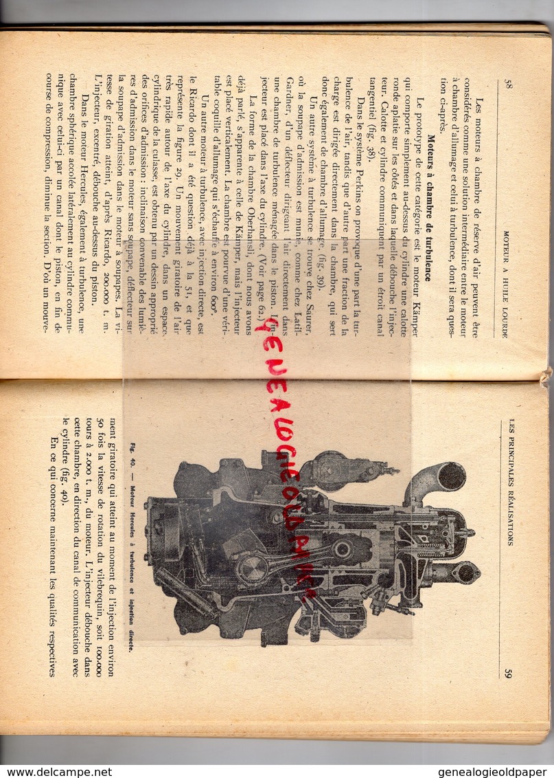 GUIDE PROFESSIONNEL DU MOTEUR A HUILE LOURDE- DIESEL- N.L. ERPELDING INGENIEUR MOTORISTE- EDITIONS CHIRON PARIS 1948 - Auto