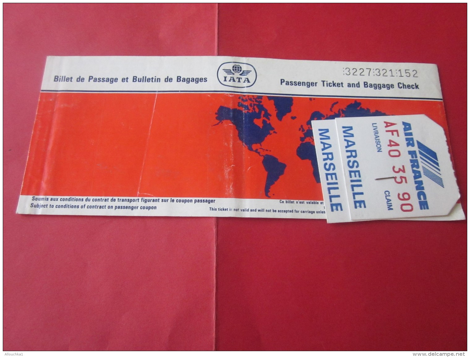 BILLET EMBARQUEMENT AVION AIR FRANCE  TITRE TRANSPORT TICKET LIGNE AERIENNE MARSEILLE / POINTE A PITRE GUADELOUPE 1988 - Europe