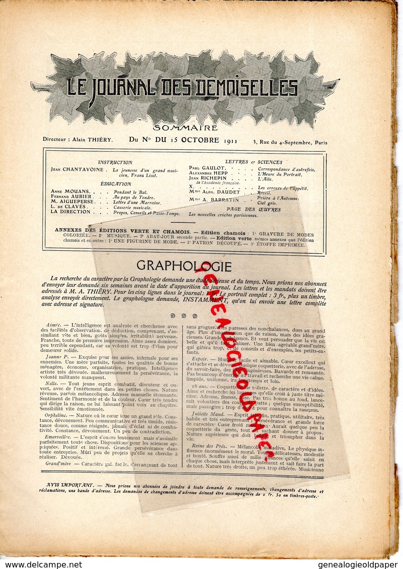 JOURNAL DES DEMOISELLES-LA COMTESSE JEAN DE CASTELLANE A LA CHASSE- FRANZ LISZT-1911- PENDANT LE BAL - Fischen + Jagen