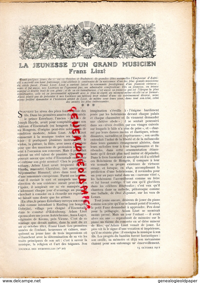 JOURNAL DES DEMOISELLES-LA COMTESSE JEAN DE CASTELLANE A LA CHASSE- FRANZ LISZT-1911- PENDANT LE BAL - Fischen + Jagen