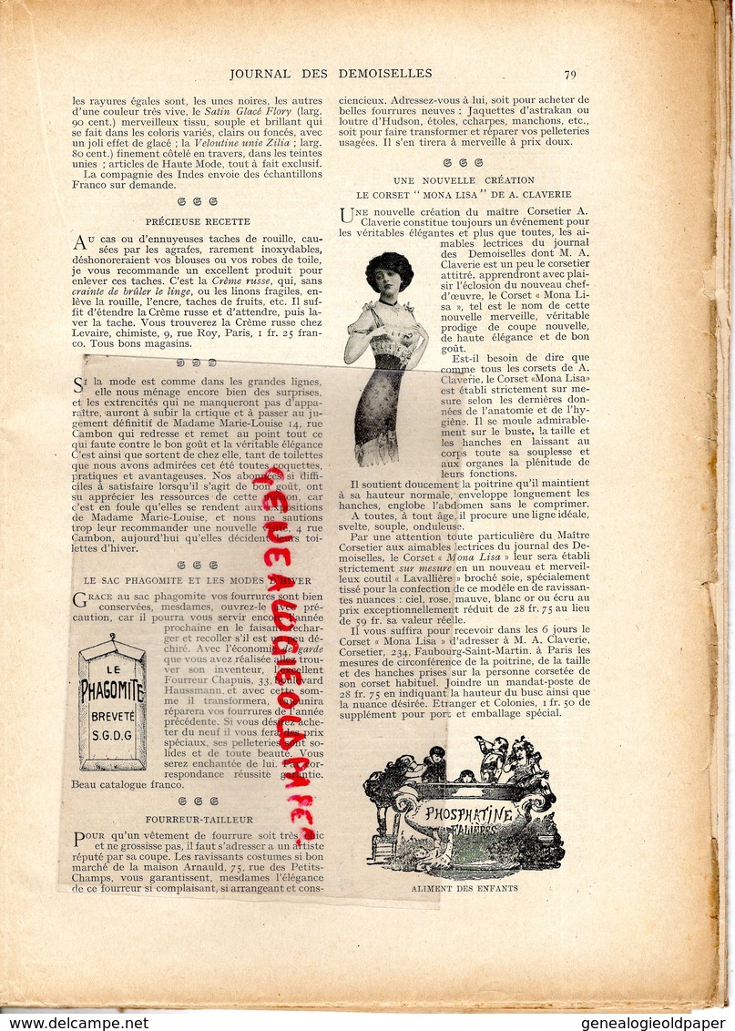 JOURNAL DES DEMOISELLES-LA COMTESSE JEAN DE CASTELLANE A LA CHASSE- FRANZ LISZT-1911- PENDANT LE BAL