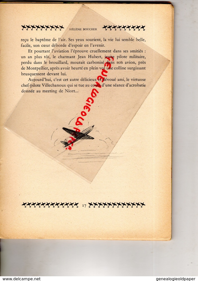 AVIATION-AVION-  HELENE BOUCHER PAR ROLAND TESSIER-ILLUSTRATIONS PAUL LENGELLE-AERODROME ROLAND GARROS -FLAMMARION 1943