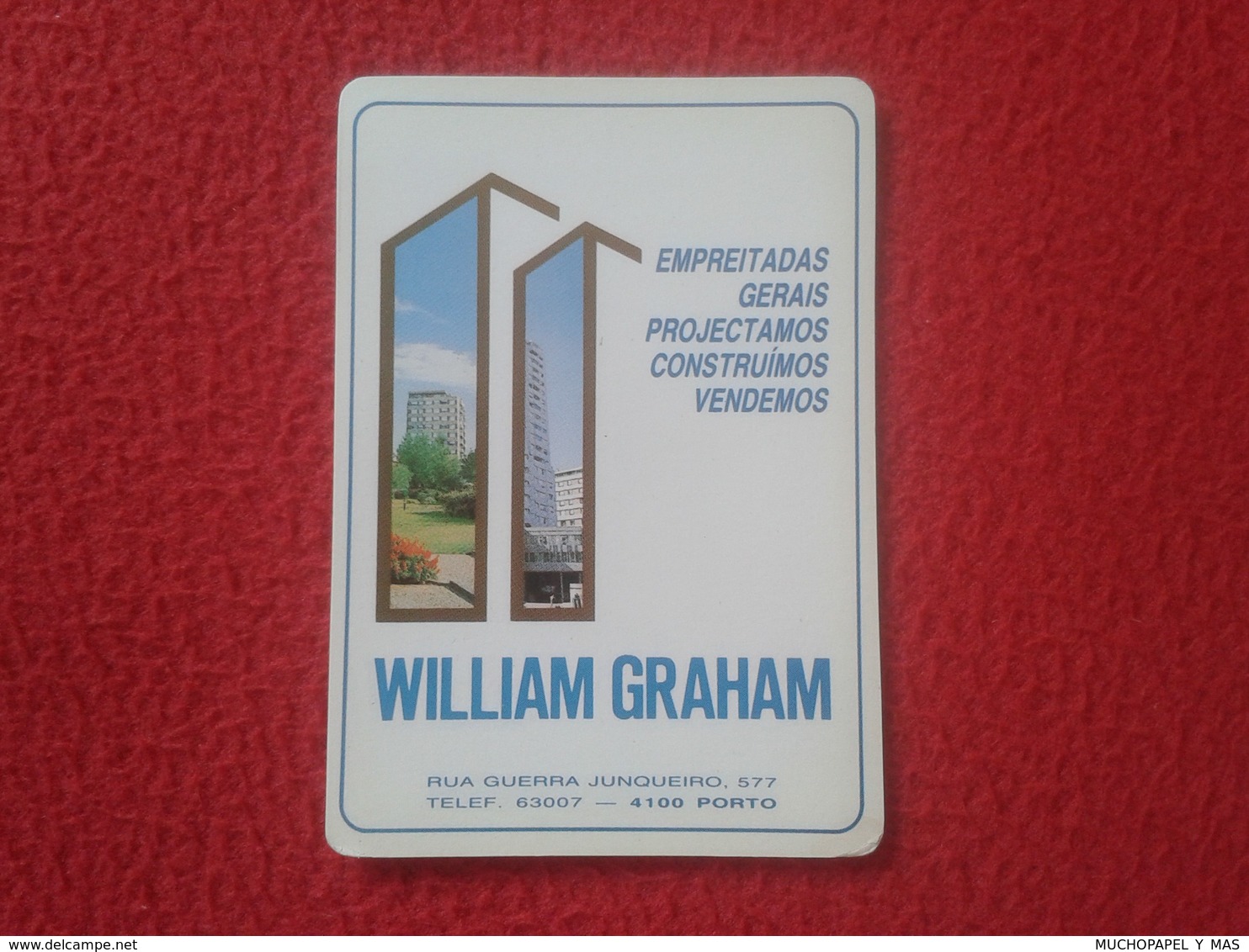 CALENDARIO DE BOLSILLO DE MANO PORTUGAL PORTUGUESE CALENDAR 1989 WILLIAM GRAHAM PORTO OPORTO EMPREITADAS GERAIS VER FOTO - Tamaño Pequeño : 1981-90