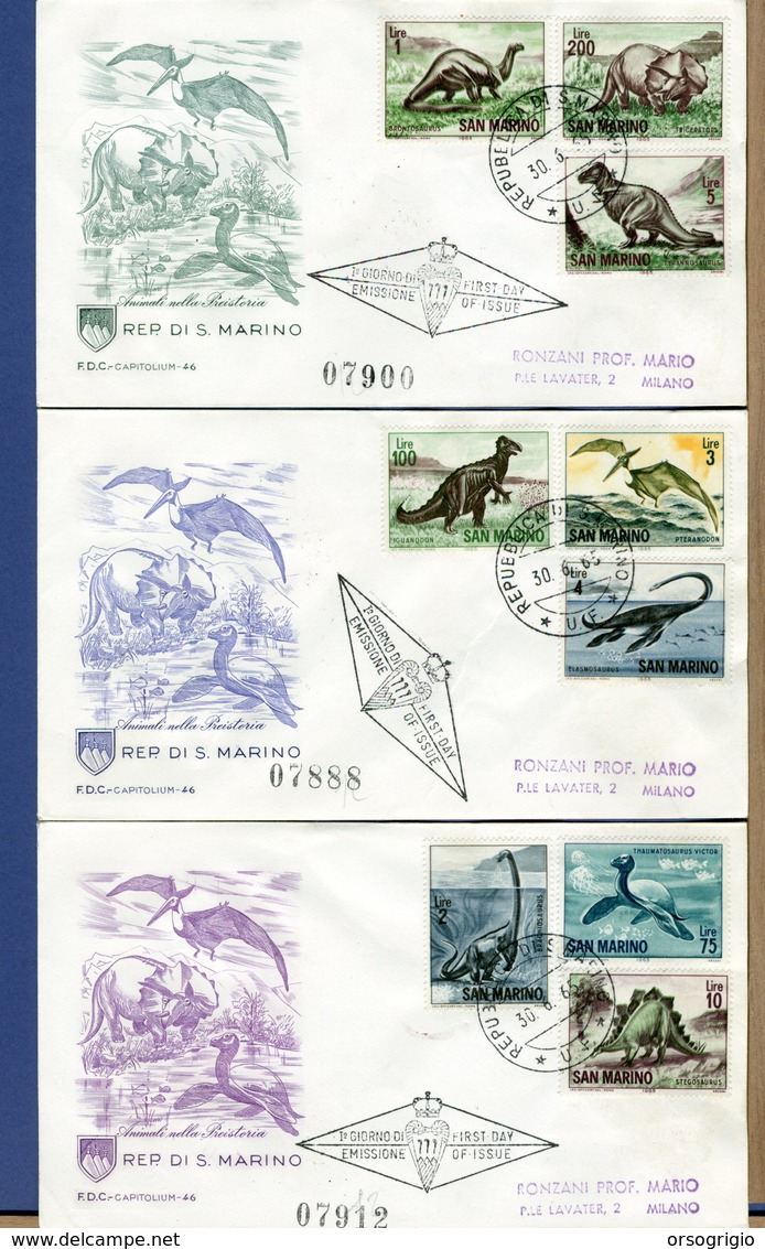 SAN MARINO - FDC  CAPITOLIUM - 1965 - DINOSAURI - ANIMALI PREISTORICI - FDC