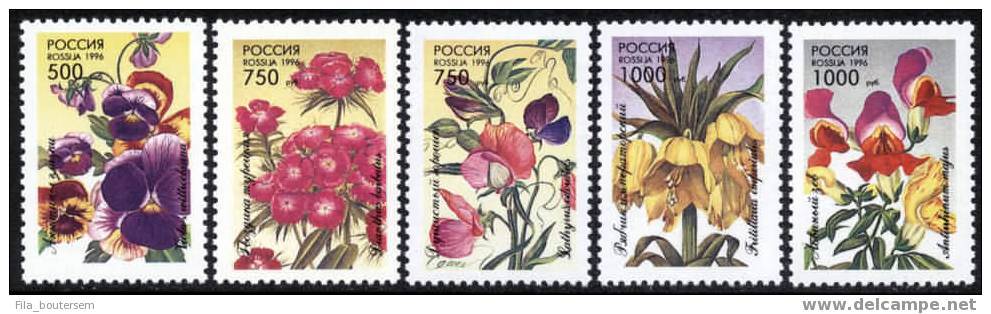 RUSSIA - RUSSIE - RUSLAND : 22-02-1996 (**) : Set Of 5 V : Yv 6165-6169 : Decorative Flowers - Neufs