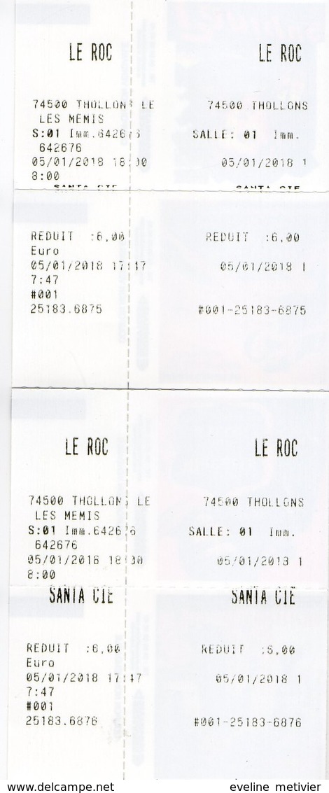 2 TICKETS CINEMA LE ROC 74 THOLLON LES MEMIS VISUEL PANIQUE SAMSON ET DALILA MACBETH LE VOLEUR DE BICYCLETTE - Tickets - Entradas