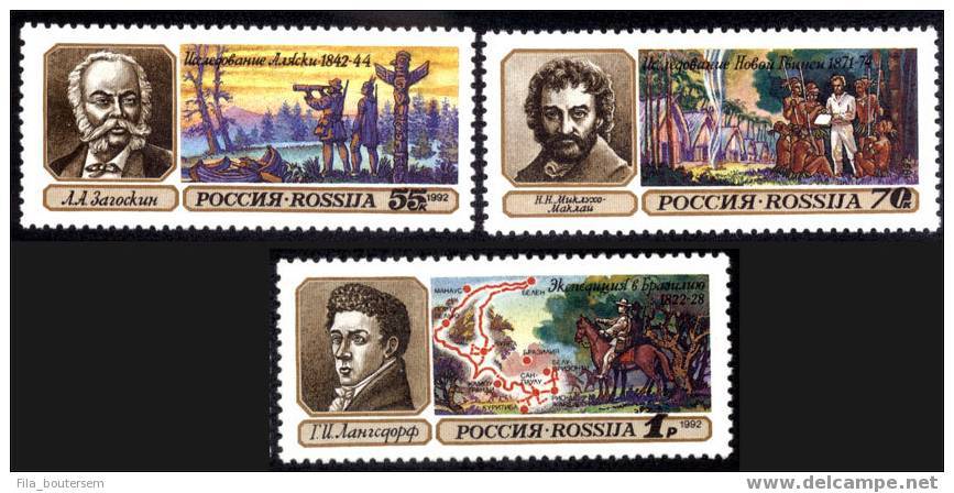 RUSSIA - RUSSIE - RUSLAND : 23-06-1992 (**) : Yvert : 5955-5957 Set 3v : Geographical Discoveries - Neufs