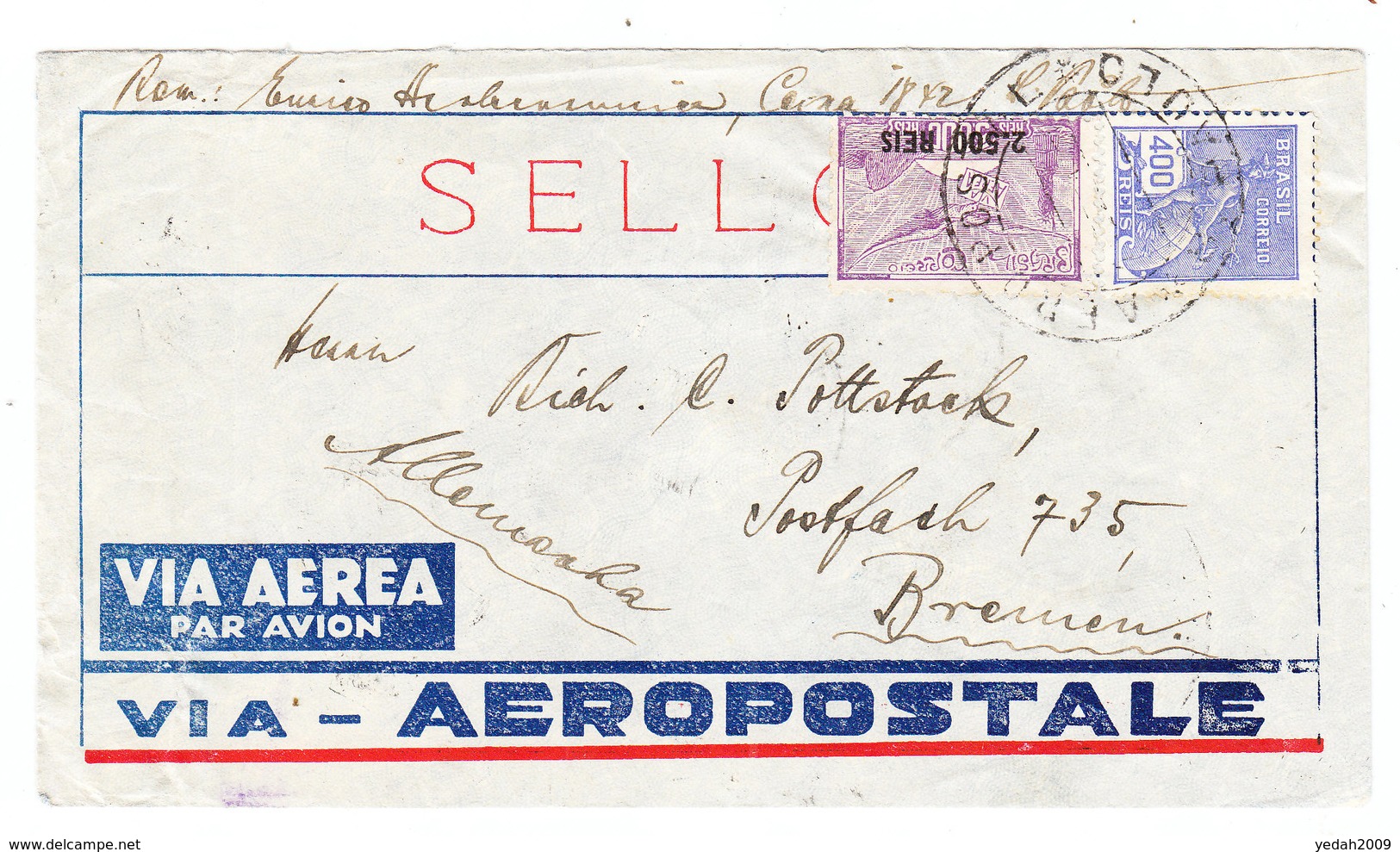 Brazil/Germany AEROPOSTALE AIRMAIL COVER - Airmail (Private Companies)
