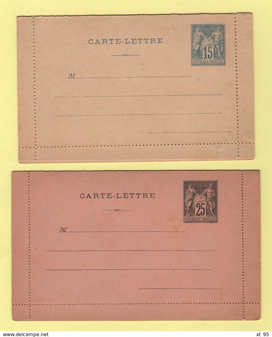 Type Sage - 2 Cartes Lettres Sans Republique Francaise Et Sans Avis Sur La Bandelette - Cartes-lettres