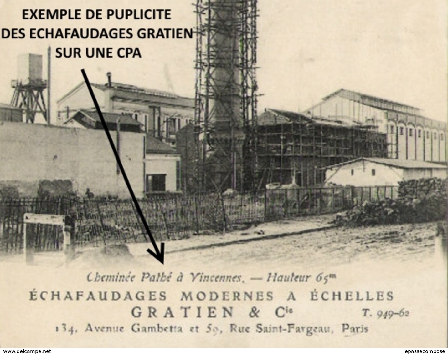 INEDIT PARIS - LOCATION D' ECHAFAUDAGES GRATIEN ET CIE- LES MONTEURS POSENT SUR LEUR CHANTIER EN 1912 ( METIER OUVRIER ) - Autres & Non Classés