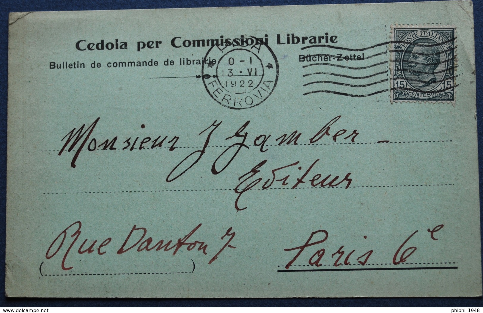 Carte Commerciale PISE Pour PARIS. 1922. - Storia Postale