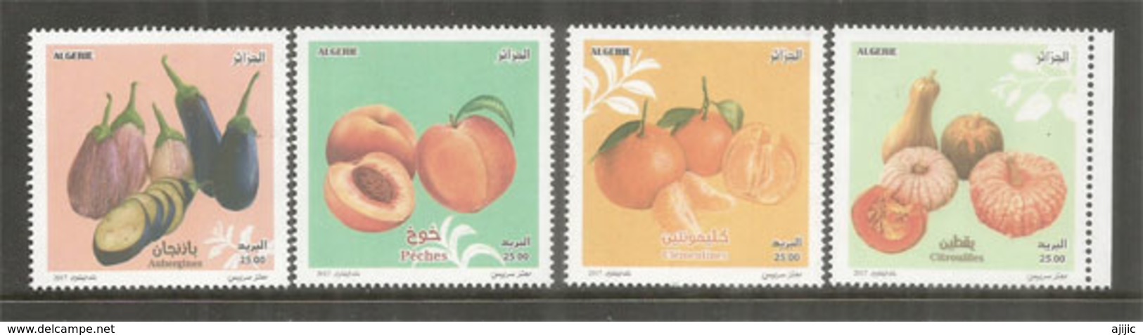 Fruits D'Algerie (Clementines,peches,citrouilles,etc) Nouvelle Serie 2017 , Neufs ** - Algeria (1962-...)