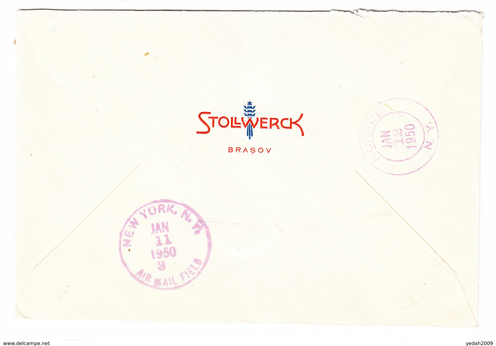 Romania REGISTERED AIRMAIL COVER TO USA 1950 - Briefe U. Dokumente