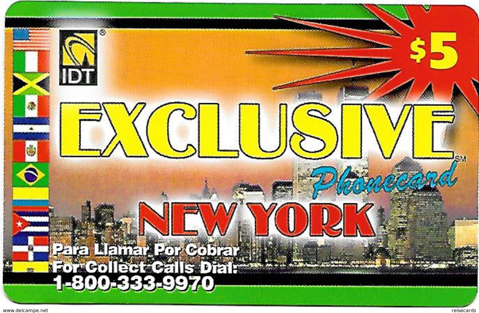 IDT: UTA Exclusive - New York 3 Month, Tel No ....9970, Serial No Big - Sonstige & Ohne Zuordnung