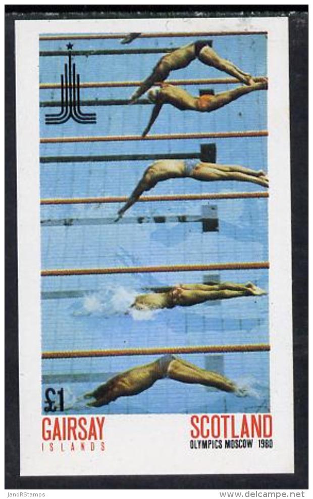 9463 (sport) Gairsay 1980 Moscow Olympic Games (Swimming) Imperf Souvenir Sheet (1 Value) Unmounted Mint - Summer 1980: Moscow