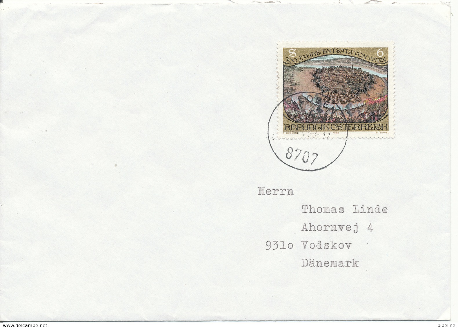 Austria Cover Sent To Denmark Leoben 22-11-1988 Single Stamped - Hologramas