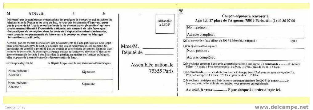 500 Francs Mitterrand , Giscard , De Gaulle (Pétition Contre La Corruption)(N° 102-3) - Specimen