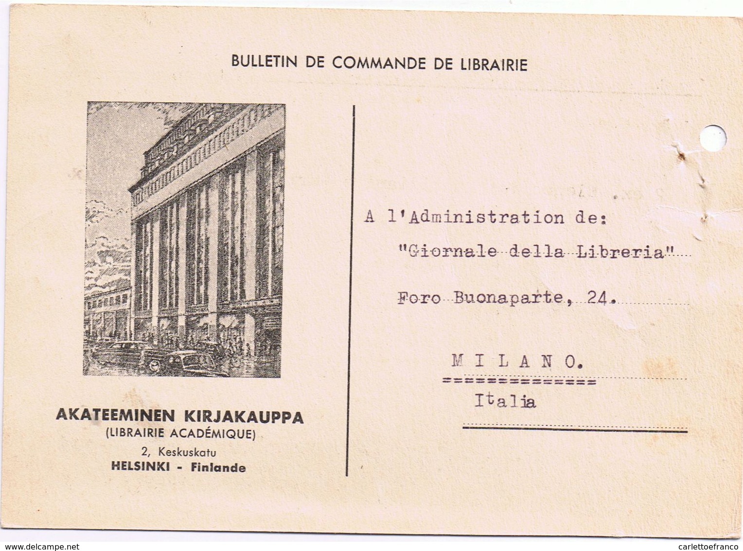 Commerciale Illustrata -Helsinki - Finlande - Akateeminen Kirjakauppa ( Librairie Acadèmique ) 1953 - Negozi