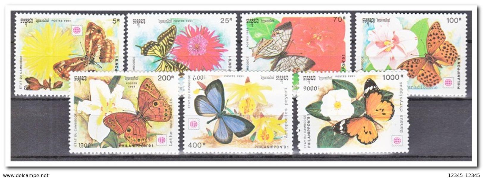 Cambodja 1991, Postfris MNH, Flowers, Butterflies - Cambodja