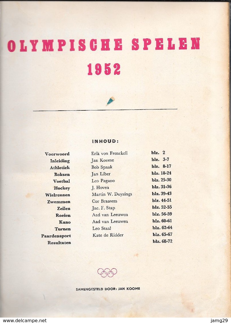 Nederland, Olympische Spelen, 1952. Uitgegeven Door Planta Margarine - Boeken