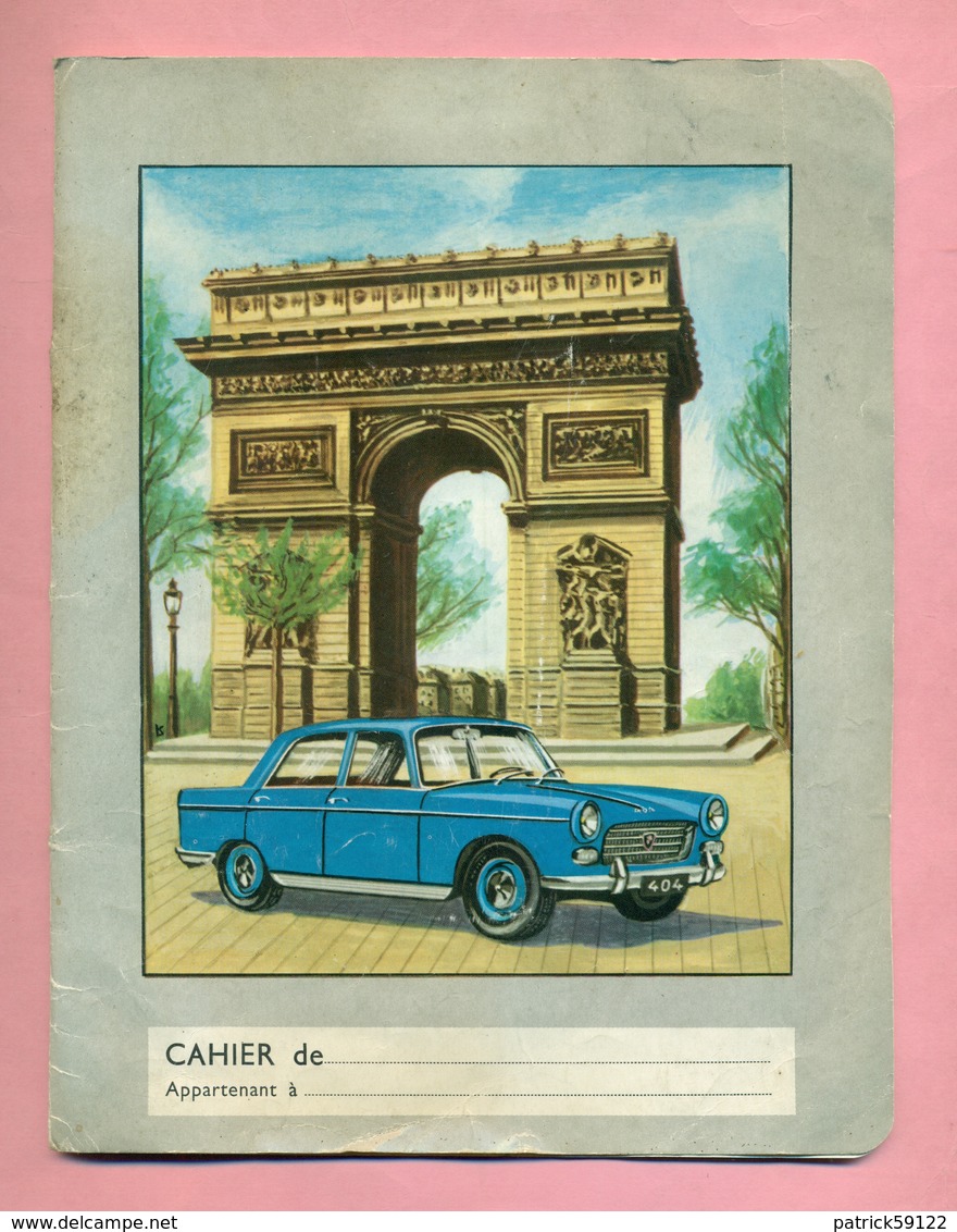 COUVERTURE DE CAHIER  : PEUGEOT 404 Et ARC DE TRIOMPHE - Automobile