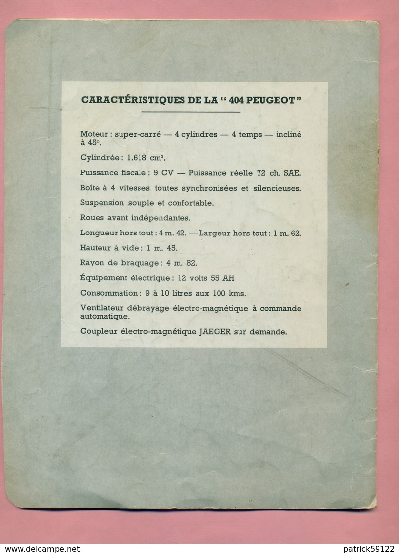 COUVERTURE DE CAHIER  : PEUGEOT 404 Et ARC DE TRIOMPHE - Automotive