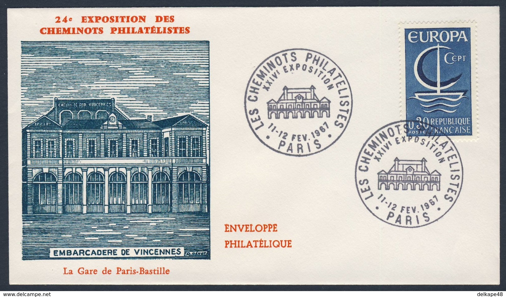 France Rep. Française 1967 Cover / Brief / Enveloppe - Gare Paris-Bastille, Paris / Railway Station / Bahnhof - Treinen