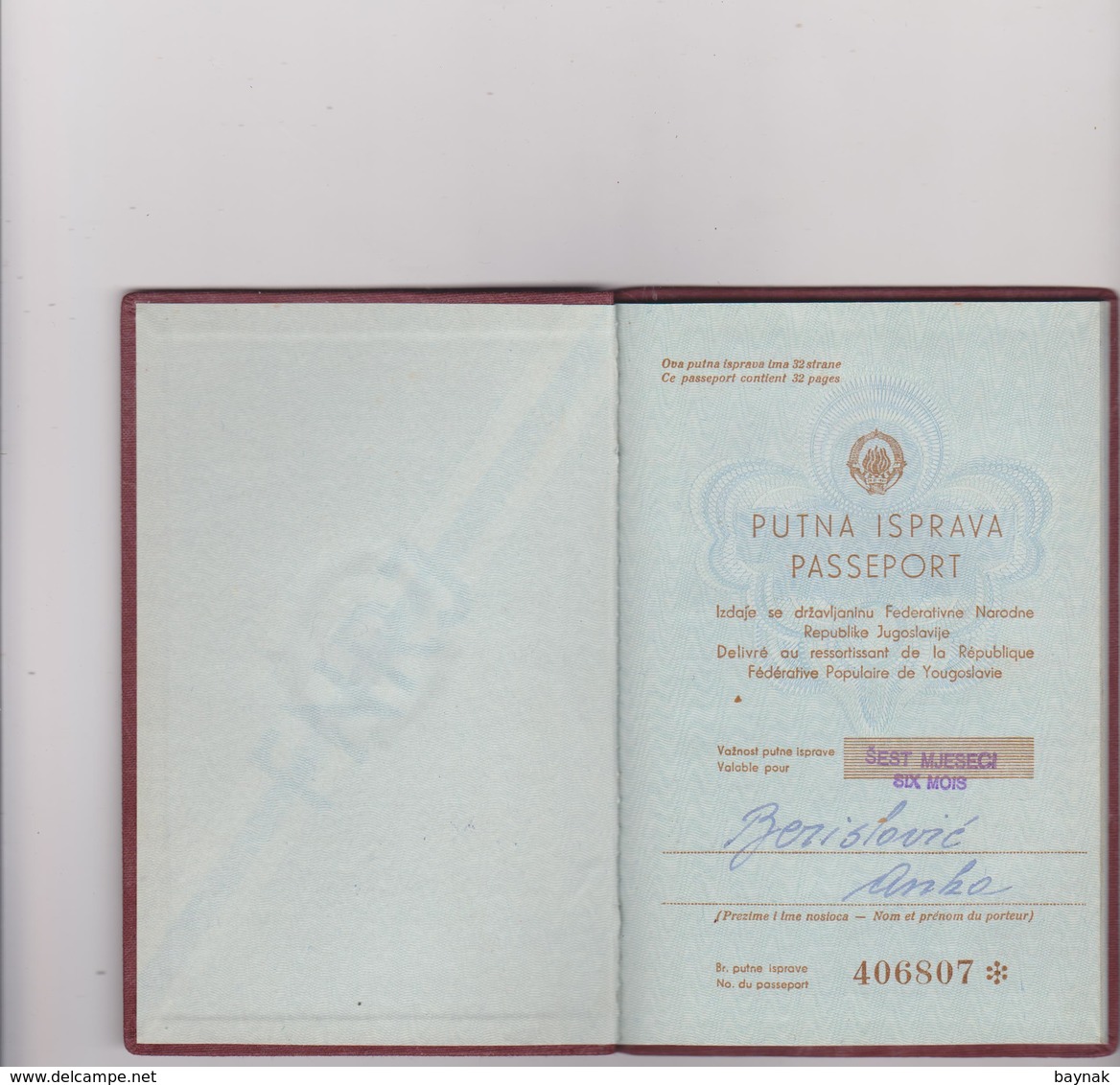 FNR12  --  F. N. R. YUGOSLAVIA  --  PASSPORT --  1959  --  LADY PHOTO  --  2 X VISA  AUSTRIA  /  WITH TAX STAMP - Historische Dokumente