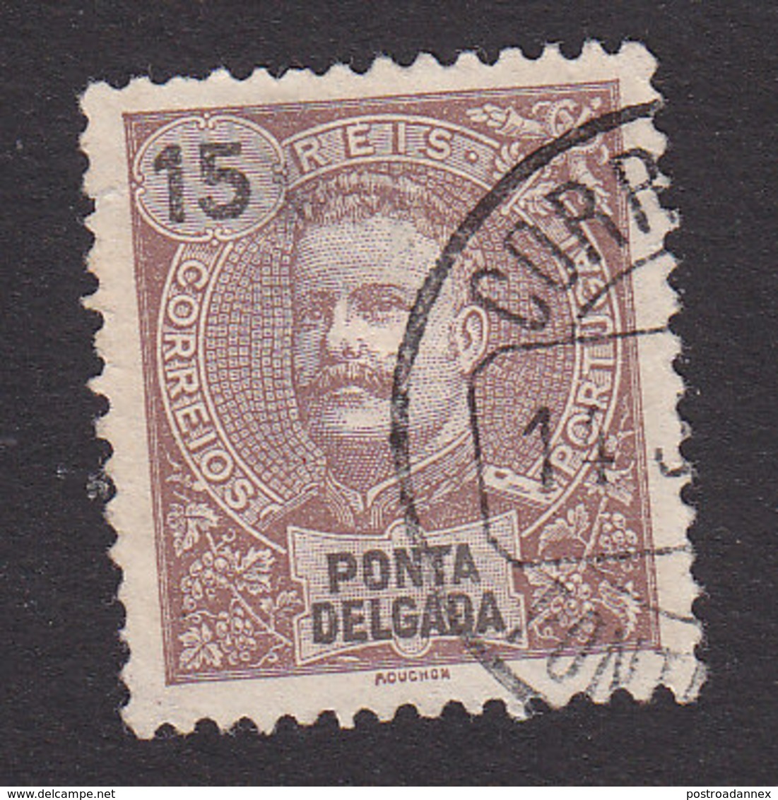 Ponta Delgada, Scott #16, Used, King Carlos, Issued 1897 - Ponta Delgada