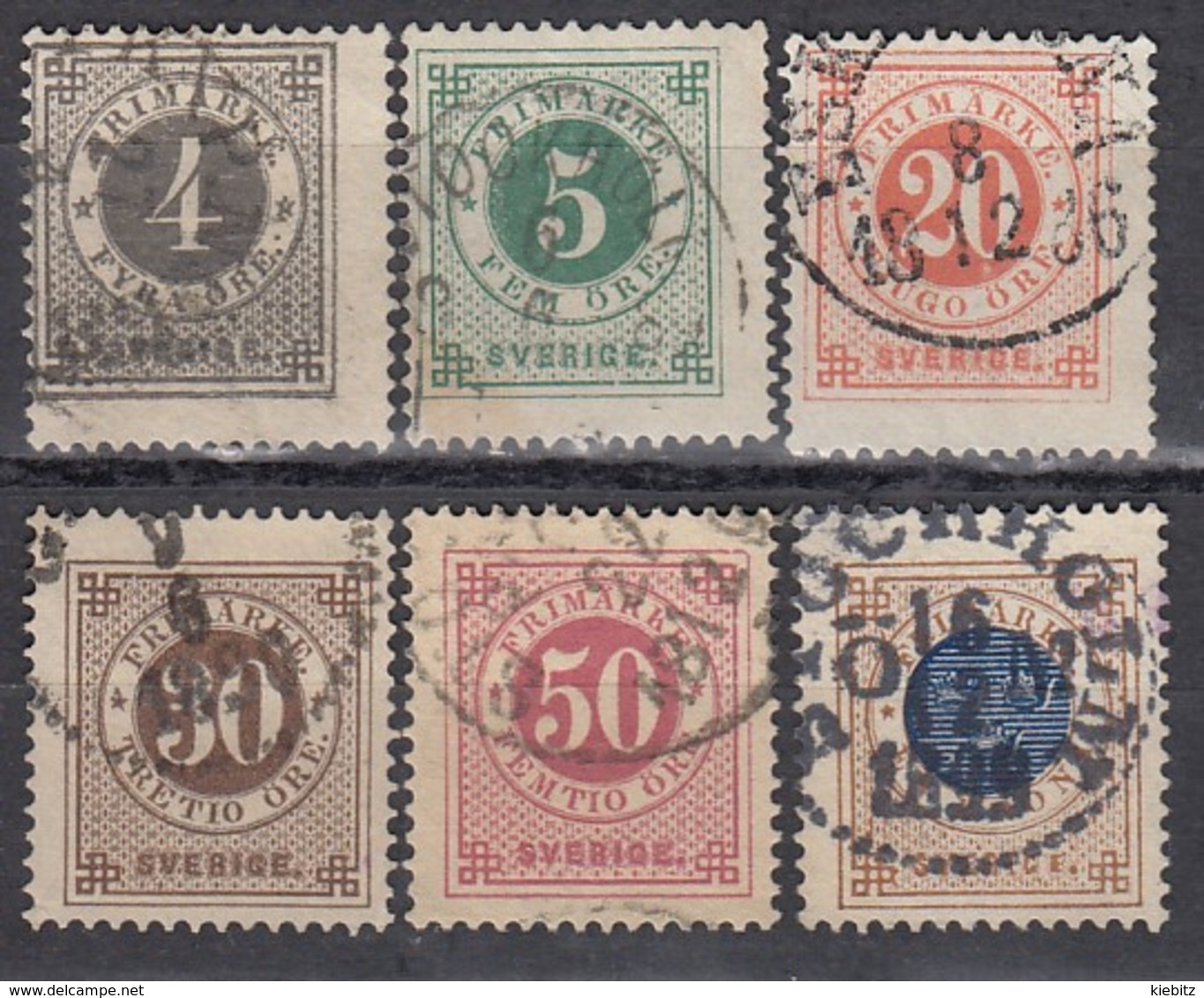 SCHWEDEN 1886 - MiNr: 29-37 Lot 6x Mit Posthorn  Used - Gebraucht