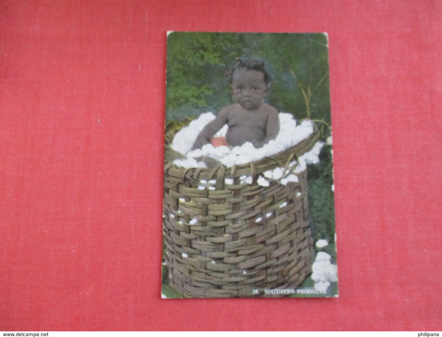 Black Americana  Southern Product Child In Cotton Basket== Ref 2951 - Black Americana