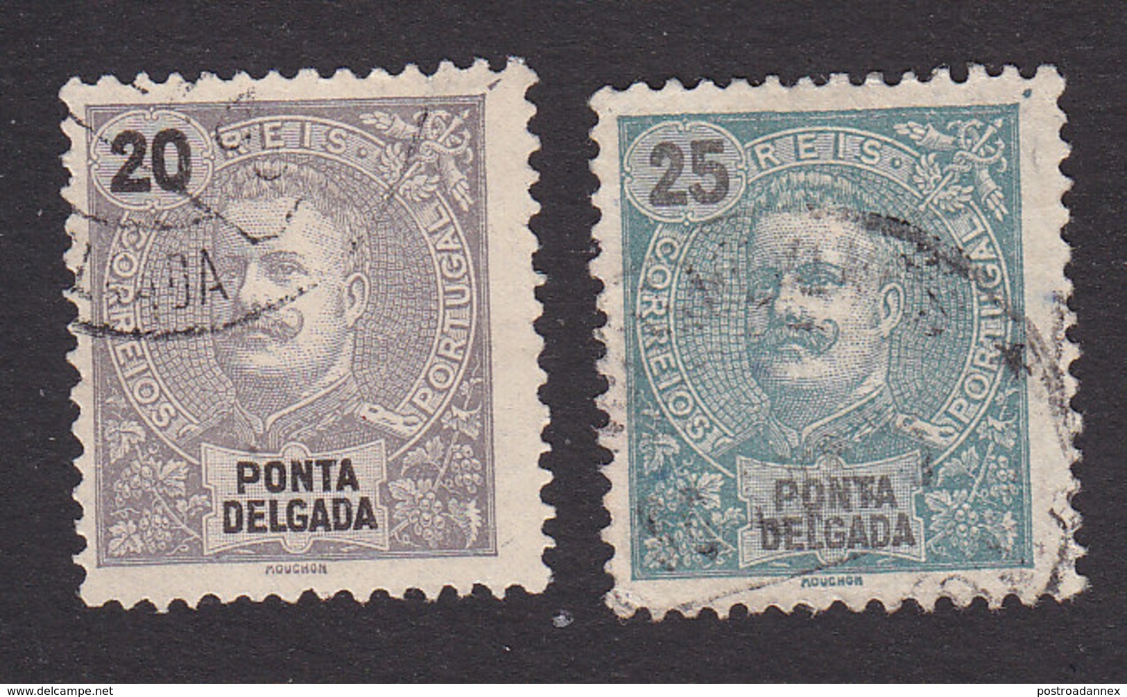 Ponta Delgada, Scott #18-19, Used, King Carlos, Issued 1897 - Ponta Delgada