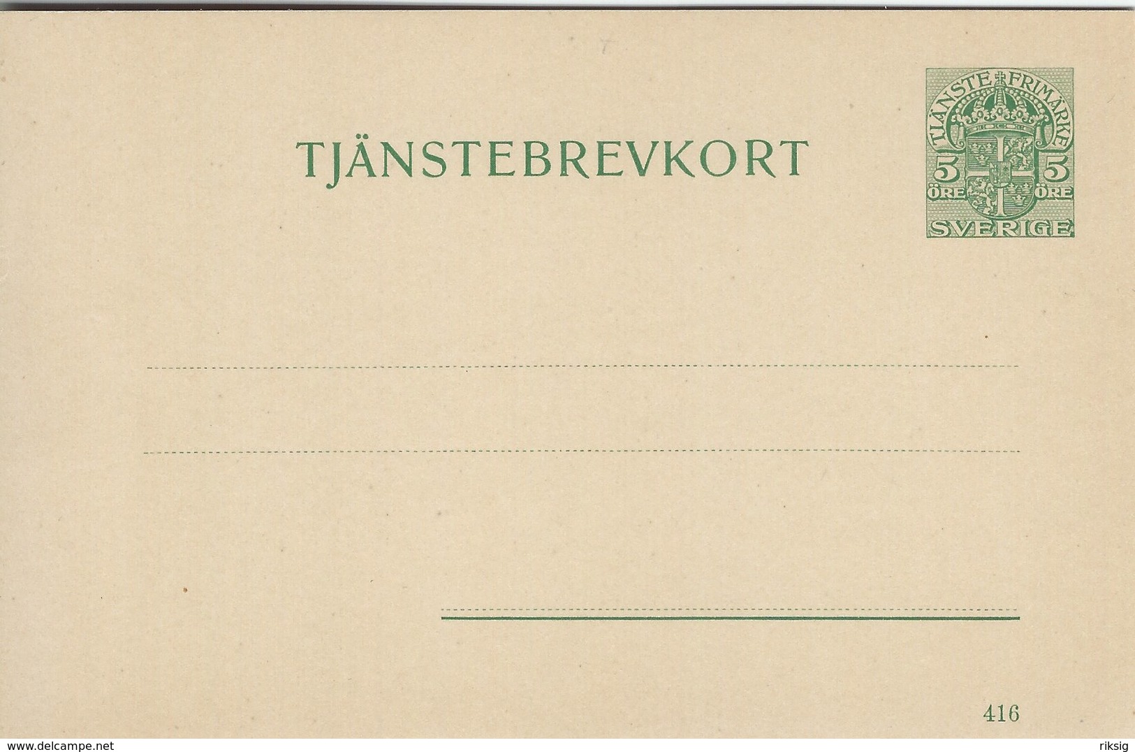 Sweden - Tjänestebrevkort.   # 07510 - Postal Stationery