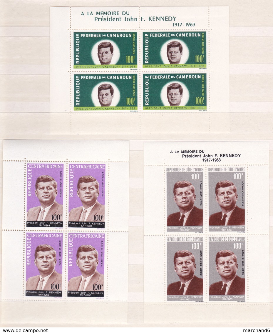 Colonies Francaises Serie Président J.f. Kennedy 1964 Blocs Feuillets10 Valeurs Neuf** - Non Classés