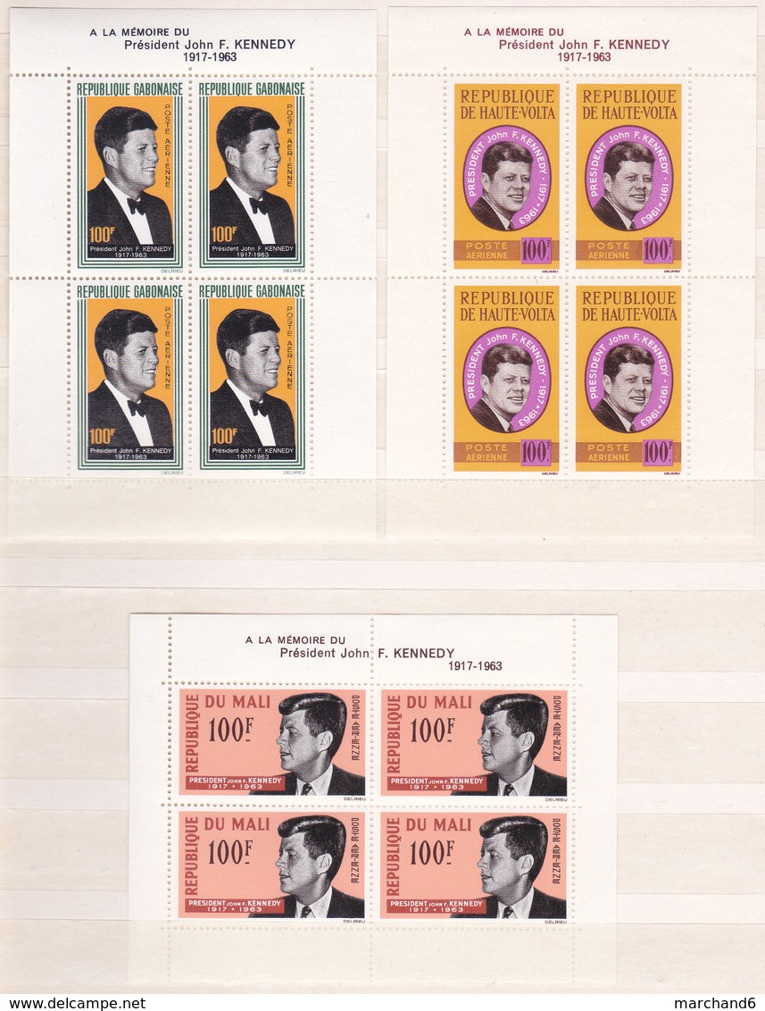 Colonies Francaises Serie Président J.f. Kennedy 1964 Blocs Feuillets10 Valeurs Neuf** - Non Classés