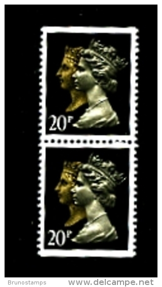 GREAT BRITAIN - 1990  DOUBLE HEADS  20p. PCP  WALSALL PAIR IMPERF. TOP & BOTTOM MINT NH  SG 1476 - Machins