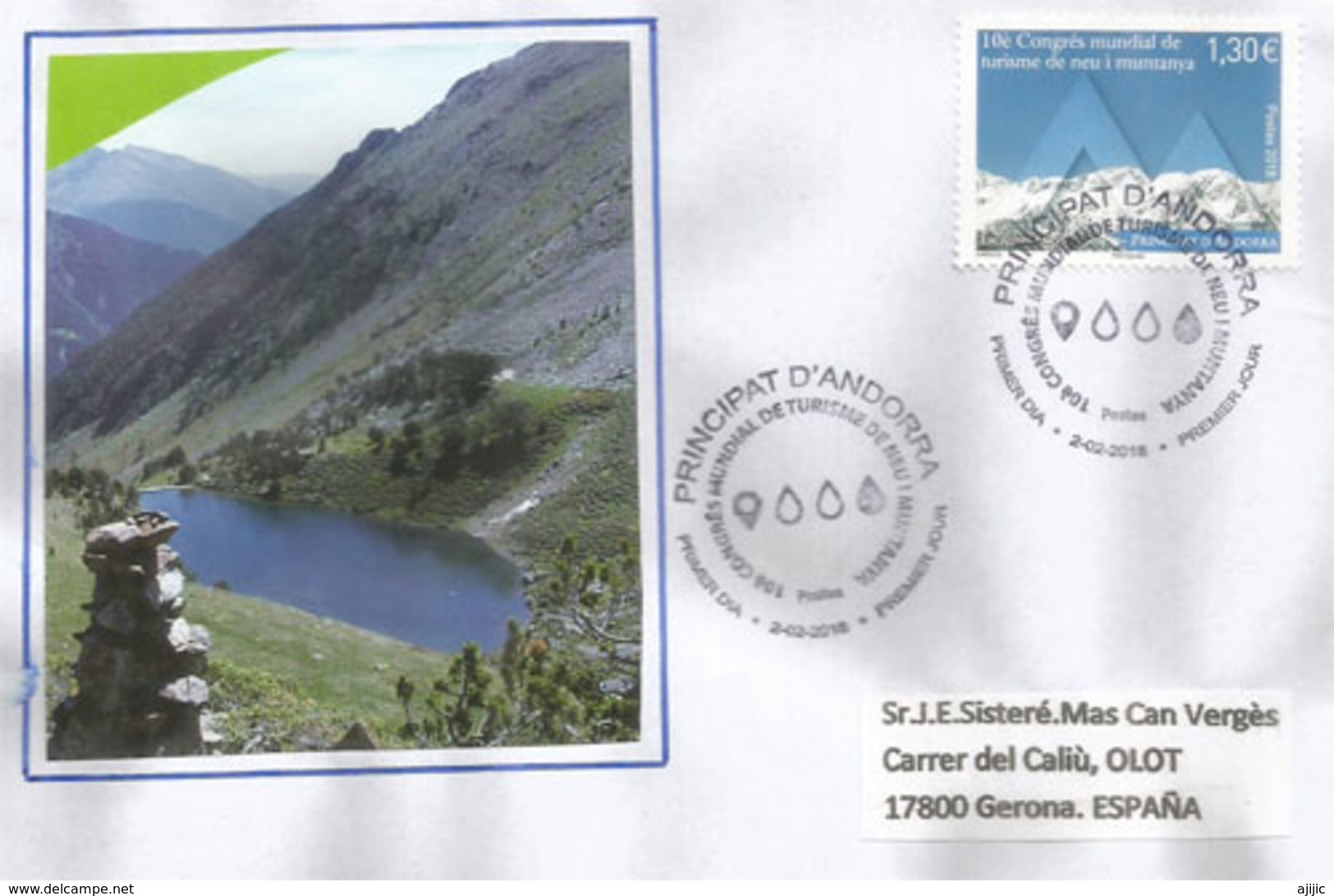 Congres Mondial Du Tourisme De Montagne. Lettre FDC ANDORRA  2018 - Covers & Documents