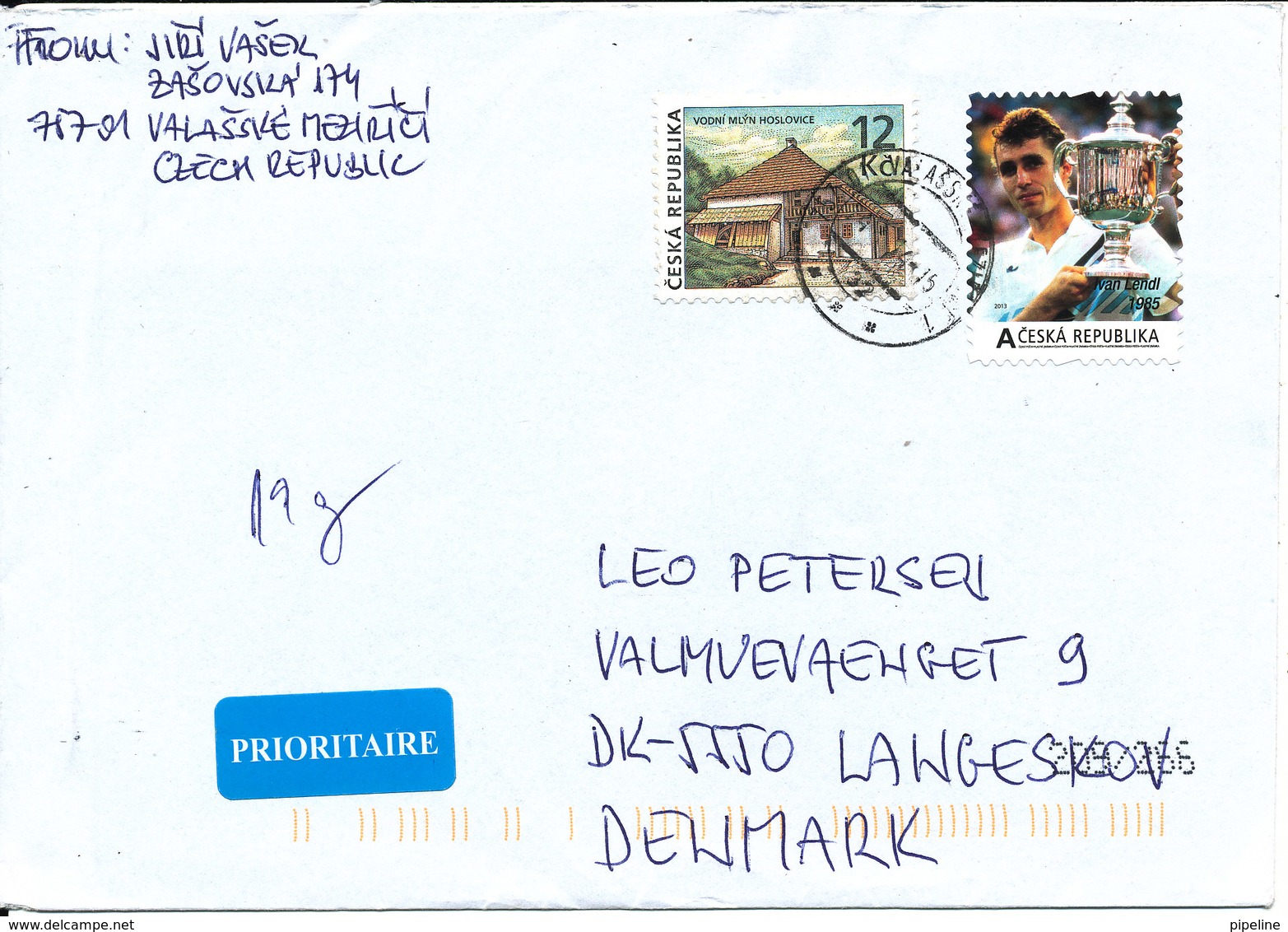 Czech Republic Cover Sent To Denmark 2014 Topic Stamps (Ivan Lendl) - Covers & Documents