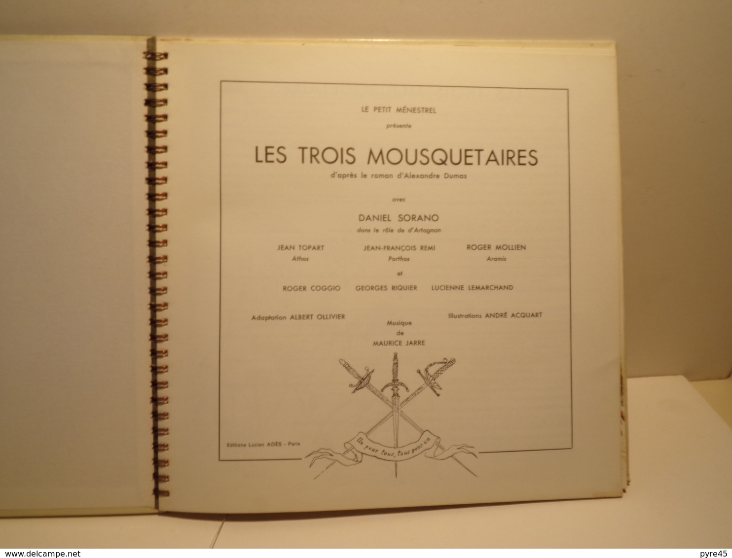 33 TOURS 25 CM MAURICE JARRE DANIEL SORANO LE PETIT MENESTREL ALBUM 36 LES TROIS MOUSQUETAIRES - Kinderlieder