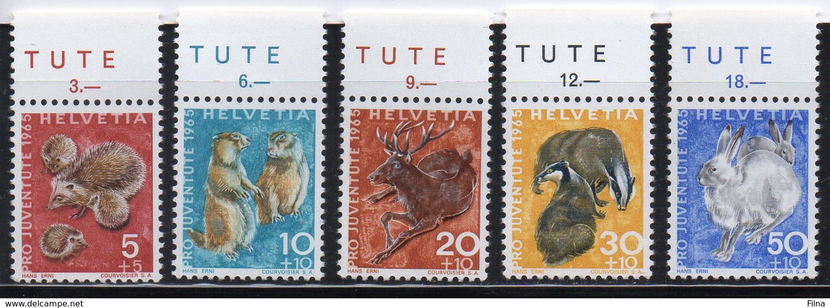 SVIZZERA 1965 - PRO JUVENTUTE - FAUNA LOCALE - ANIMALI- SERIE COMPLETA - MNH ** - Unused Stamps