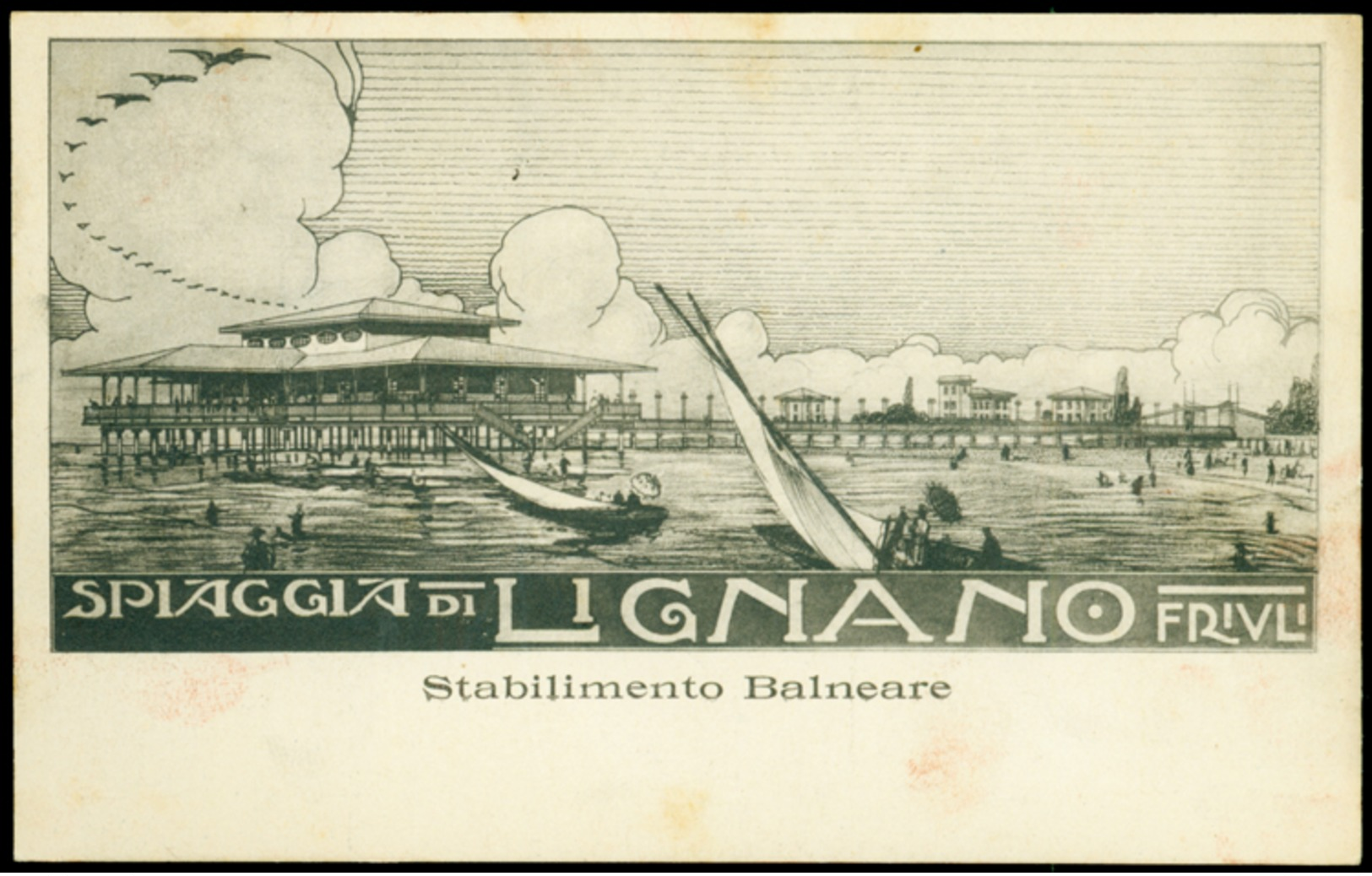 L LIGNANO SABBIADORO (Friuli) Cartolina Spedita Da Lignano A Gradisca In Data 24.7.1924 Col C.30 Michetti. - Andere & Zonder Classificatie