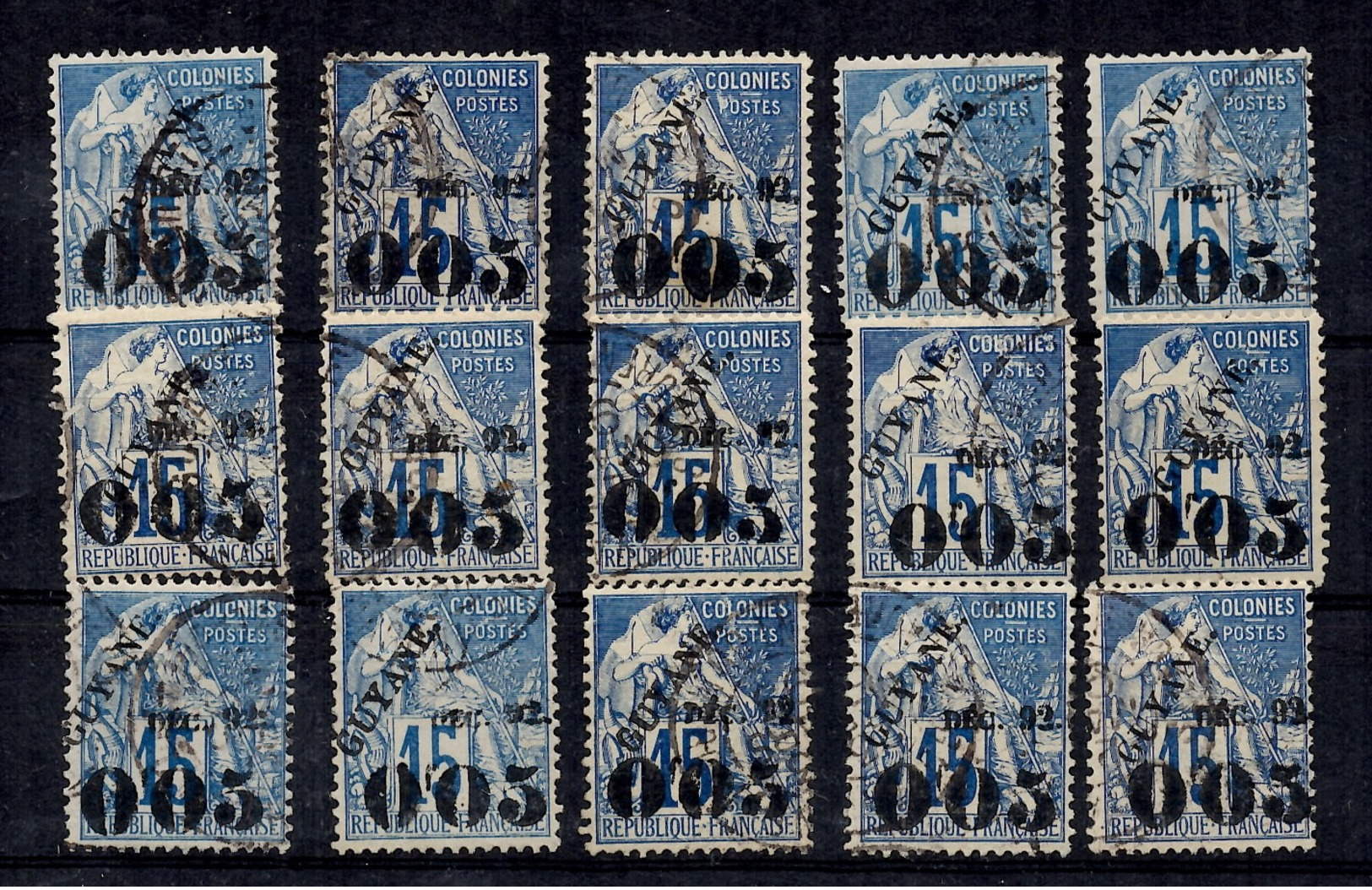 Guyane YT N° 29 Quinze Timbres Oblitérés. B/TB. A Saisir! - Used Stamps