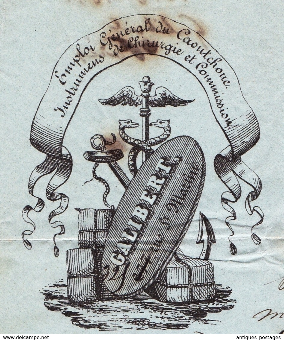 Lettre 1851 Paris Galibert Caoutchouc Rue Saint Martin Pour Réalmont Tarn Natural Rubber - 1849-1876: Klassieke Periode
