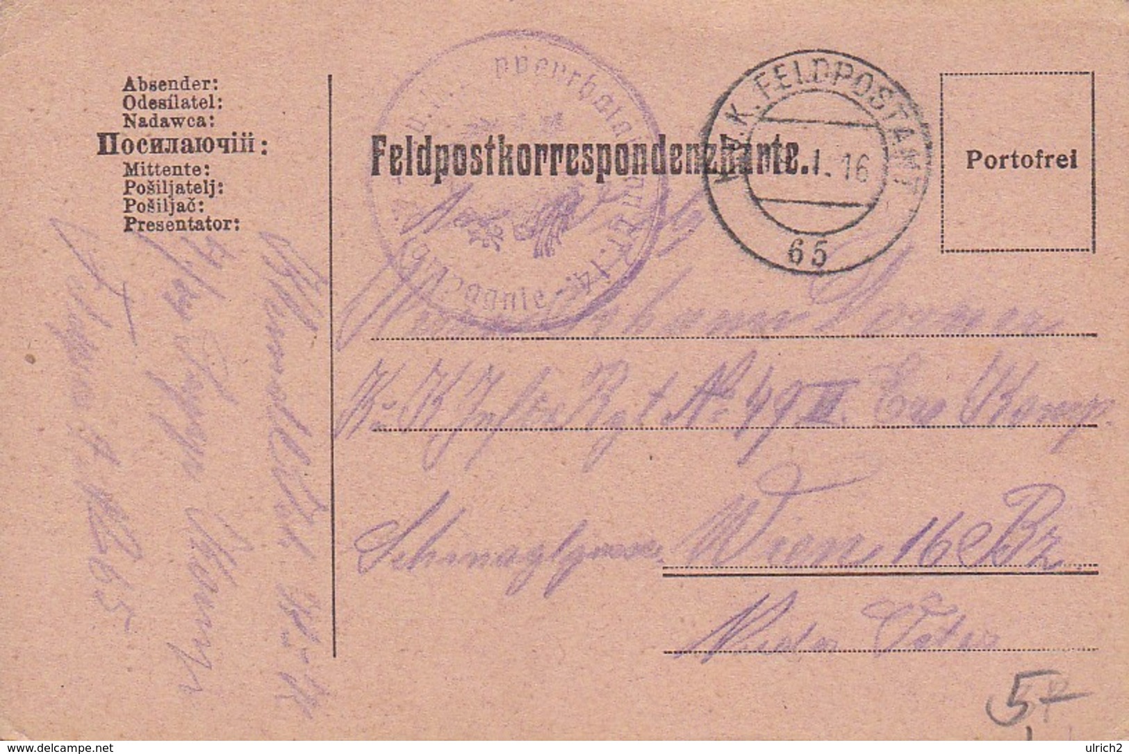 Feldpostkarte - K.u.k. Sappeurbataillon Nr. 14  - 1916 (34608) - Briefe U. Dokumente