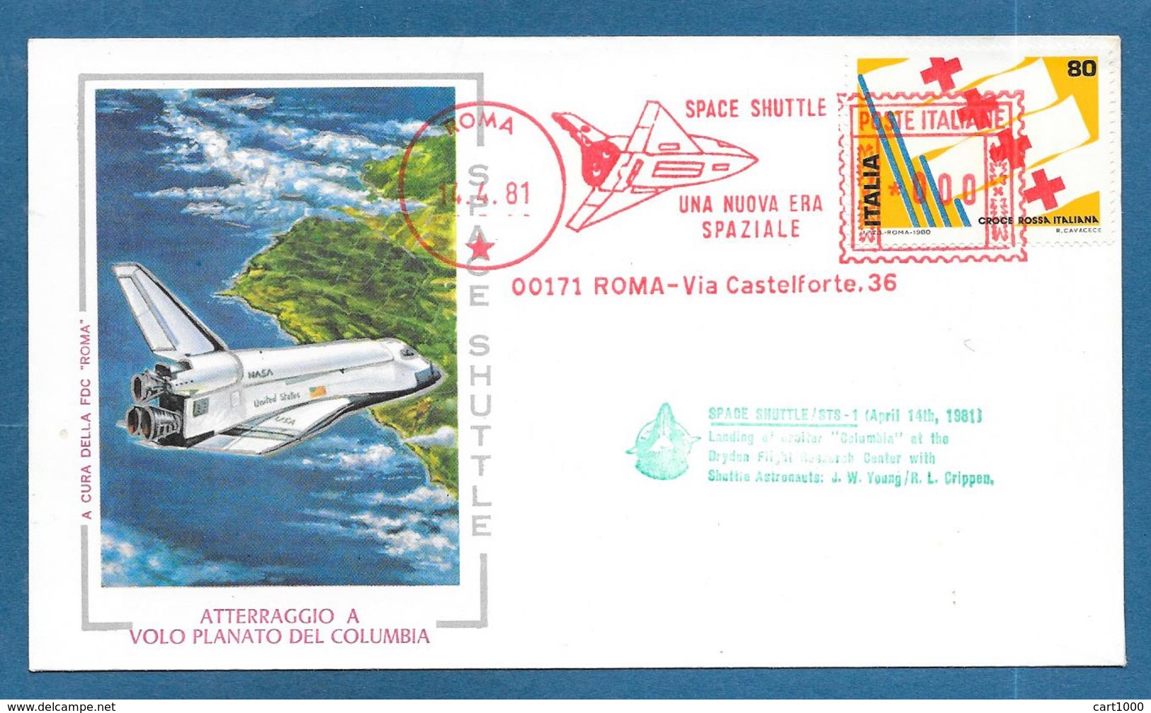 AFFRANCATURA MECCANICA ROSSA 1981 SPACE SHUTTLE ATTERRAGGIO DEL COLUMBIA SPAZIO NASA - Franking Machines (EMA)