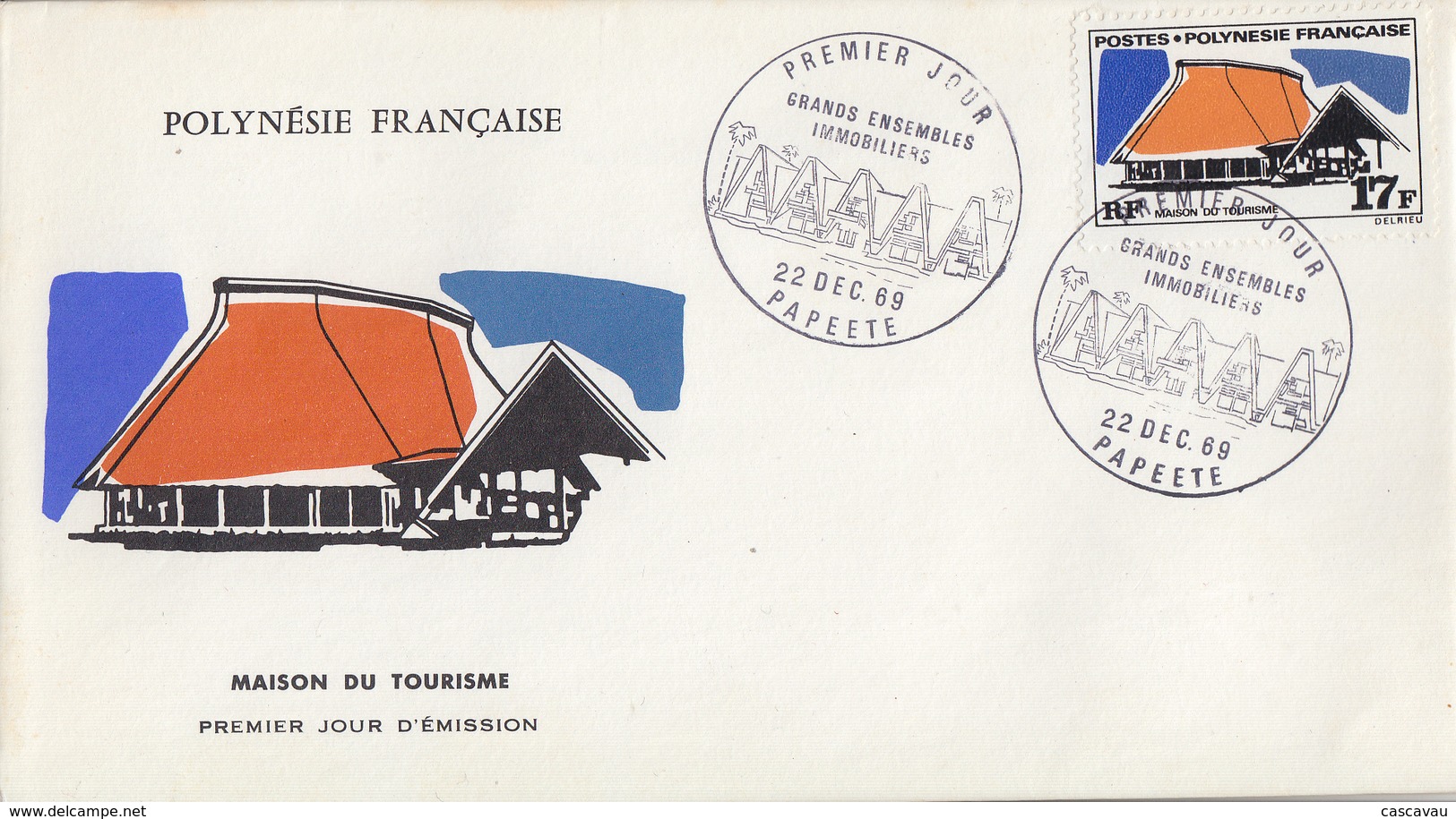 Enveloppe  FDC  1er  Jour   POLYNESIE     Maison  Du  Tourisme    1969 - FDC