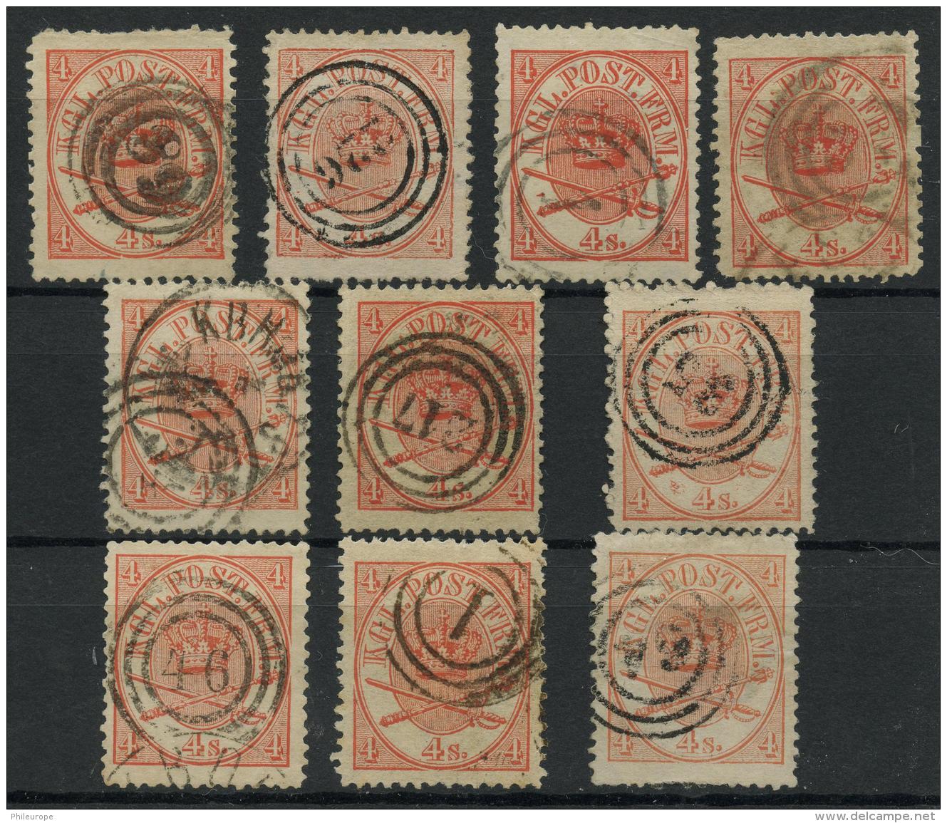 Danemark (1864) N 13 (o) (Cachets Divers) - Used Stamps